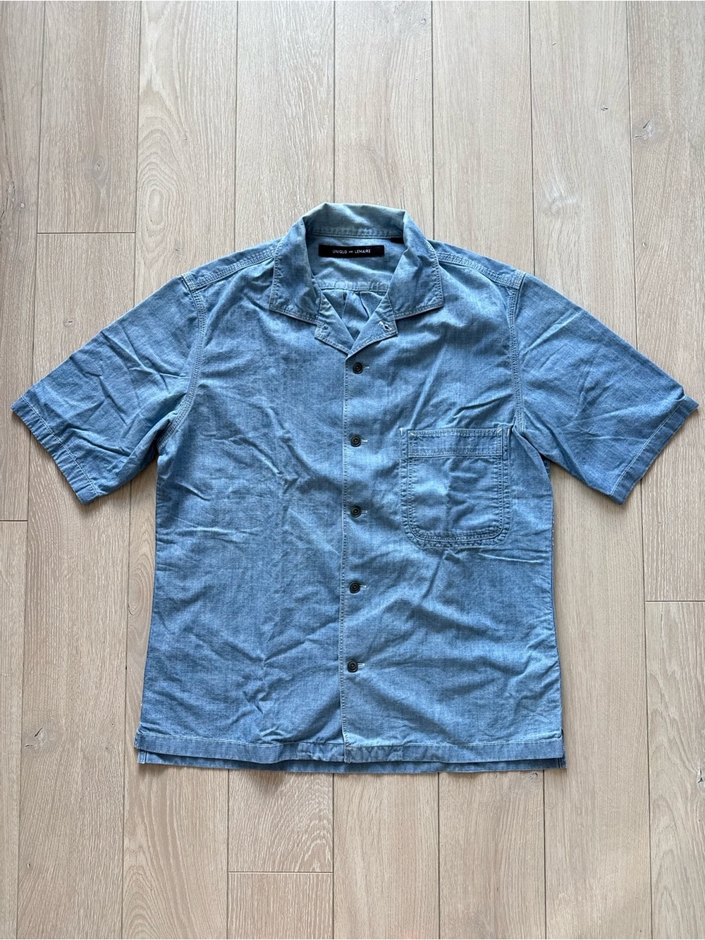 Uniqlo x Lemaire Short Sleeve Chambray Camp Collar Shirt Men’s Size Small